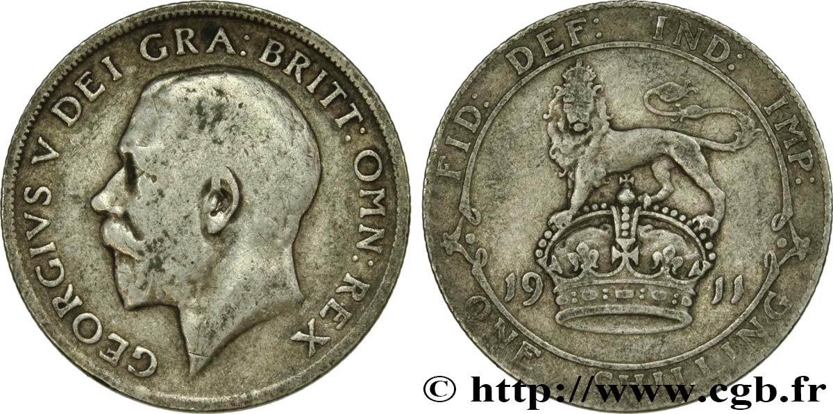 ROYAUME-UNI 1 Shilling Georges V 1911  TTB 