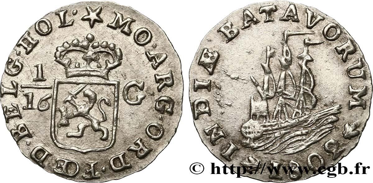 NETHERLANDS INDIES 1/16 Gulden 1802  AU 