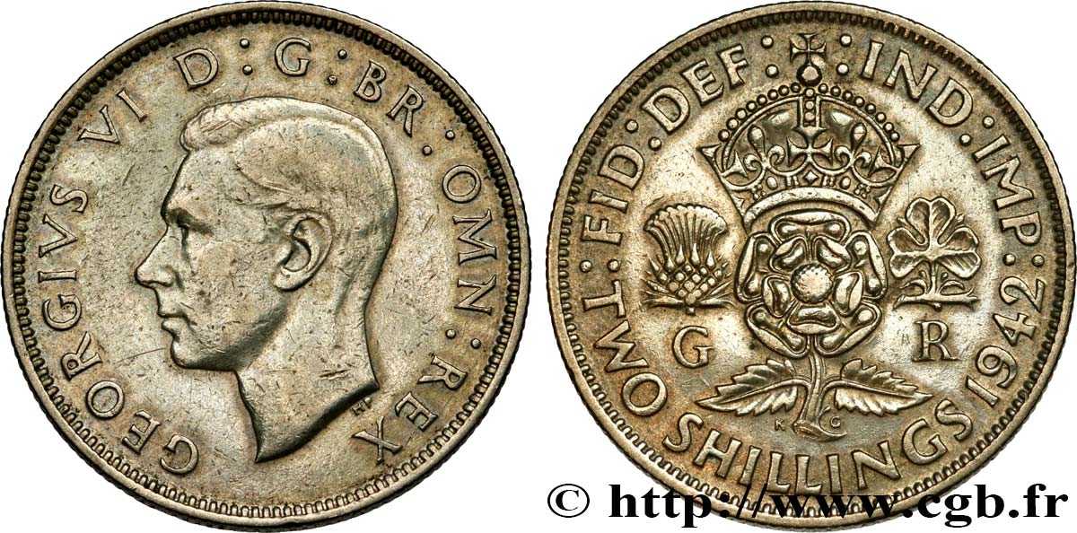 ROYAUME-UNI 1 Florin (2 Shillings) Georges VI 1942  TTB 