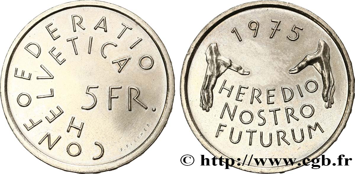 SUISSE 5 Francs année européenne de la protection du patrimoine 1975 Berne SPL 