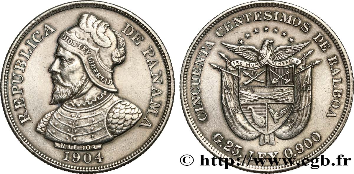 PANAMA 50 Centesimos 1904  AU 