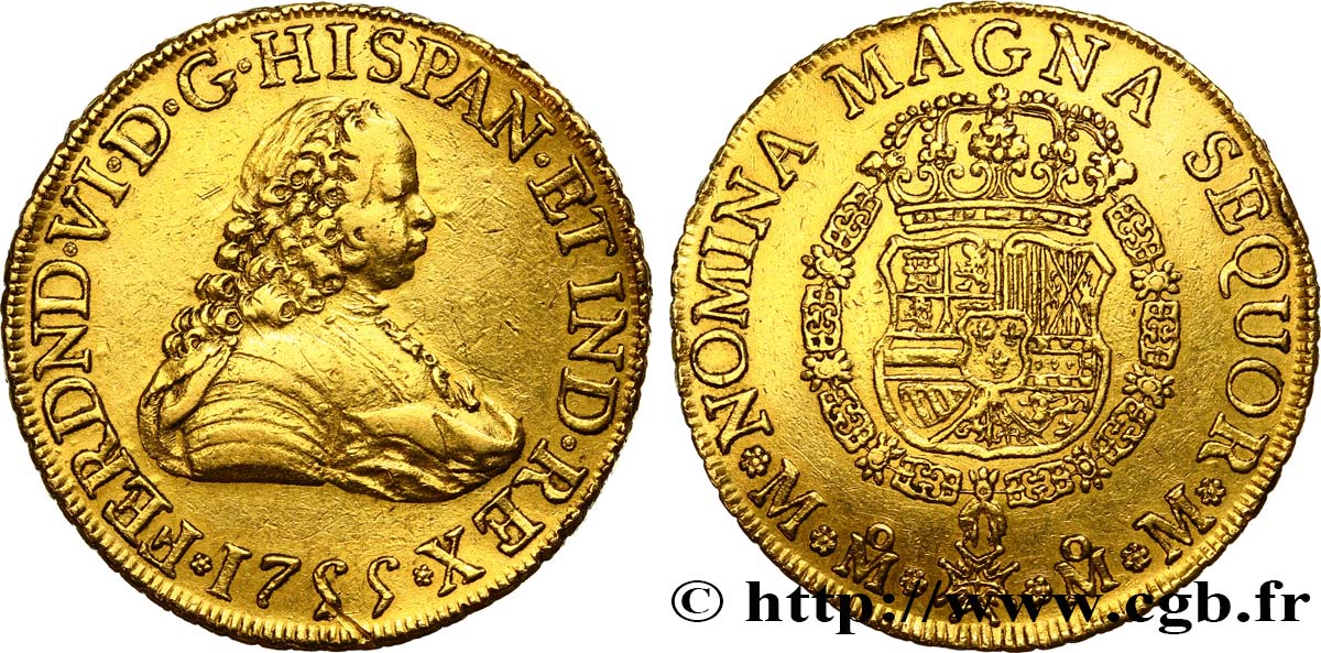 AMÉRIQUE ESPAGNOLE - MEXIQUE - FERDINAND VI 8 Escudos 1755 Mexico TTB 