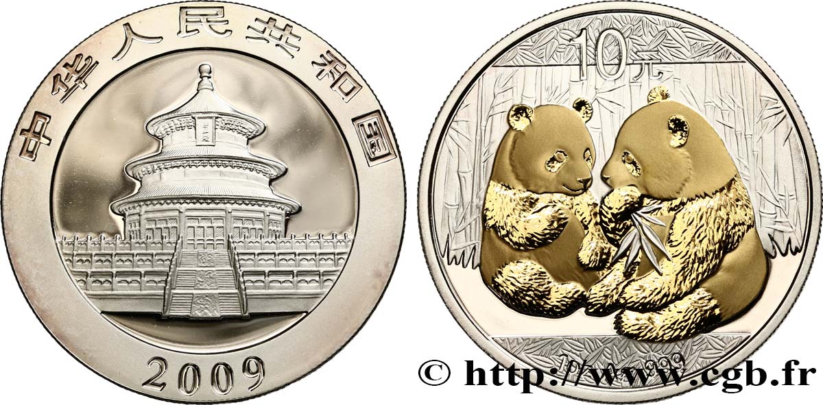 CHINA 10 Yuan Proof Panda colorisée 2009  SC 