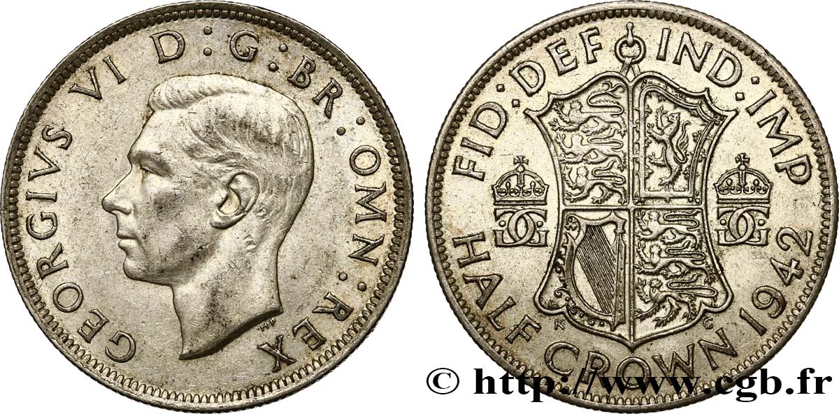REINO UNIDO 1/2 Crown Georges VI 1942  MBC+ 