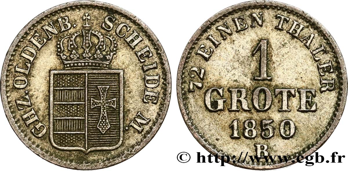 ALEMANIA - OLDENBURGO 1 Grote (1/72e de Thaler) 1850  EBC 
