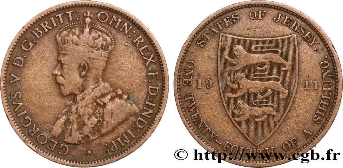 ISLA DE JERSEY 1/24 Shilling Georges VI 1911  BC+ 