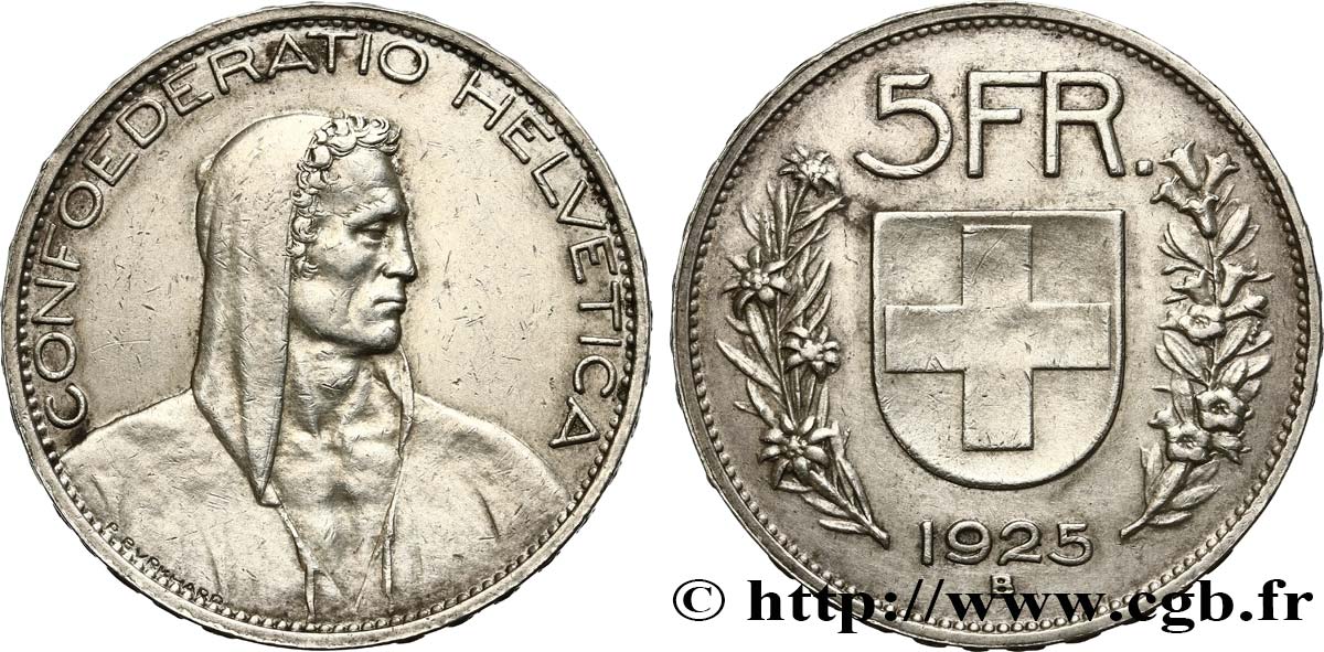 SVIZZERA  5 Francs berger 1925 Berne q.SPL 