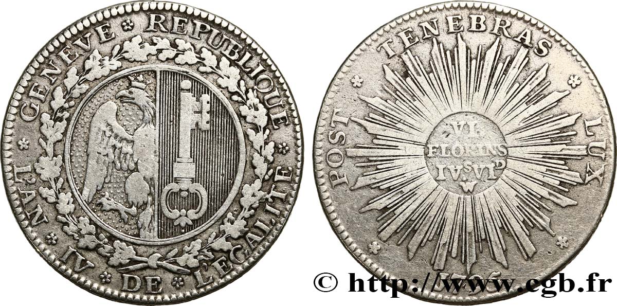 SVIZZERA - REPUBBLICA DE GINEVRA 1/2 Thaler 1795 Genève q.BB 