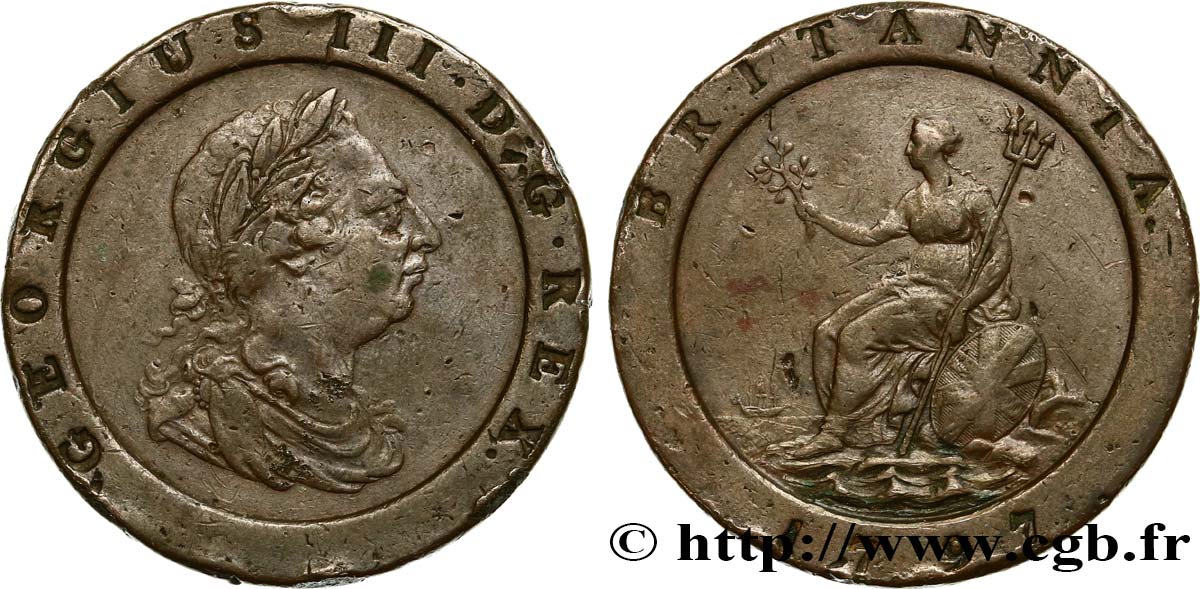 ROYAUME-UNI 2 Pence Georges III 1797 Soho TTB 
