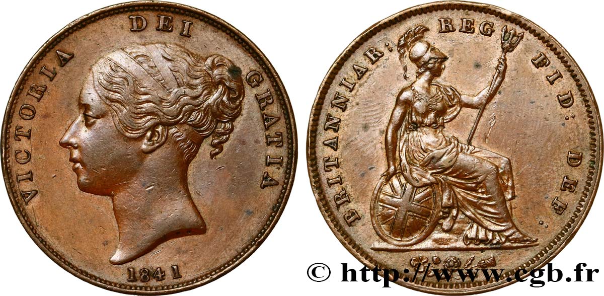 ROYAUME-UNI 1 Penny Victoria “tête jeune” 1841  SUP/TTB+ 