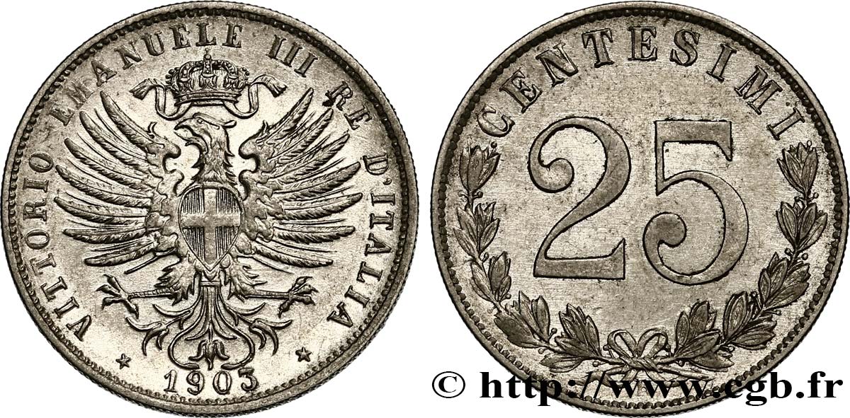ITALIA 25 Centesimi 1903 Rome q.SPL 