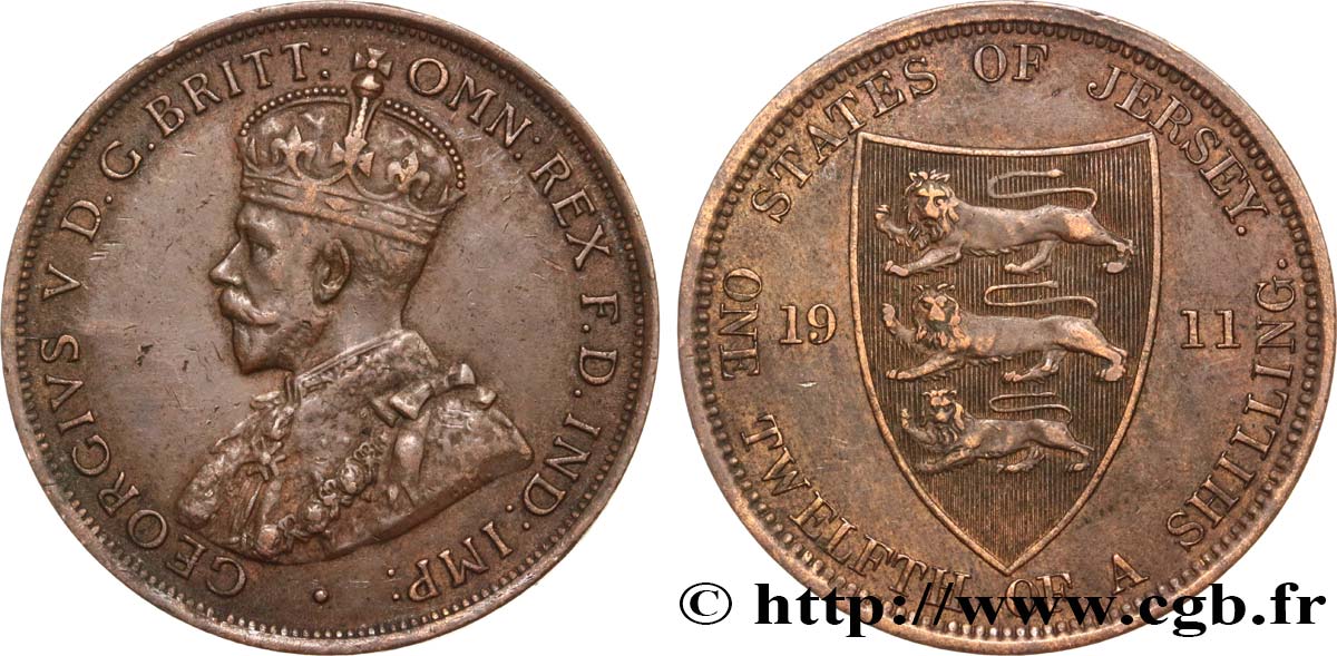 ISLA DE JERSEY 1/12 Shilling Georges V 1911  MBC 