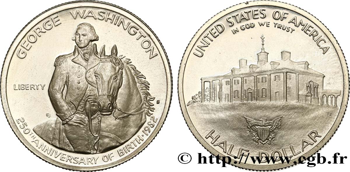 STATI UNITI D AMERICA 1/2 Dollar Proof 250e anniversaire de la naissance de George Washington 1982 San Francisco MS 
