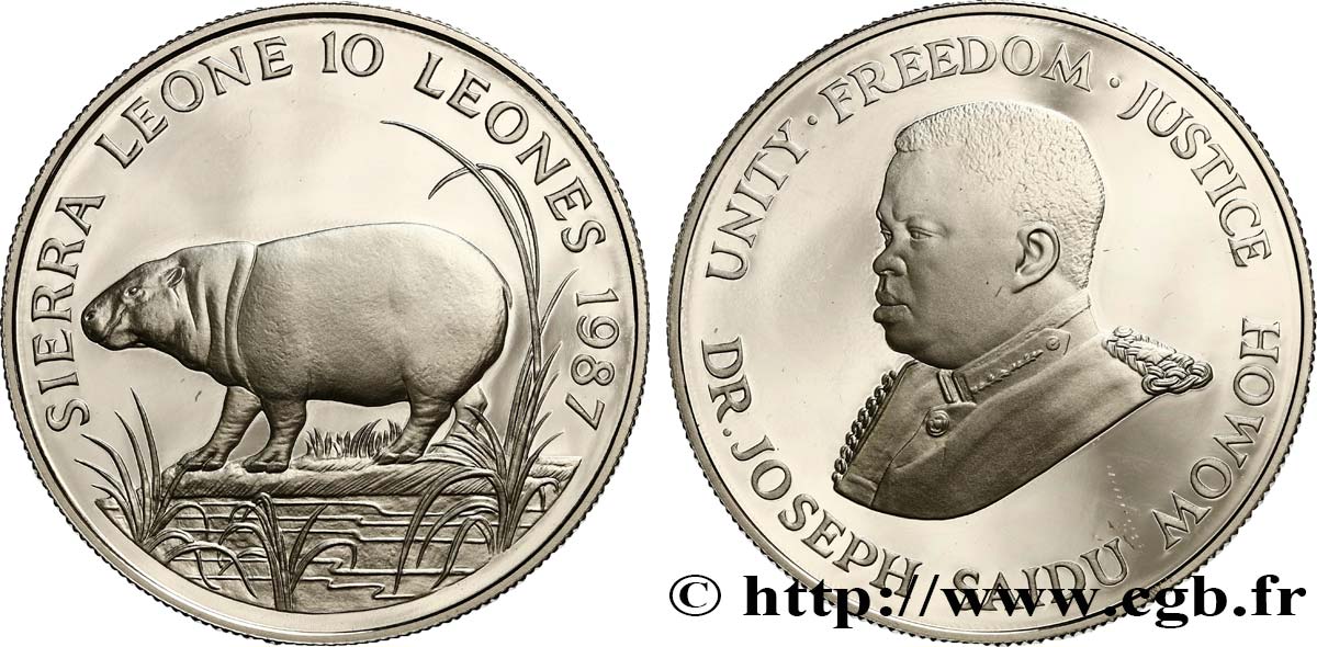 SIERRA LEONE 10 Leones Proof 1987  fST 