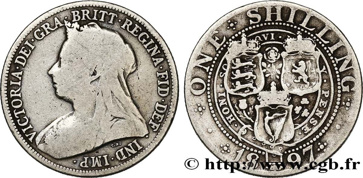 UNITED KINGDOM 1 Shilling Victoria “Old Head” 1897  VF 