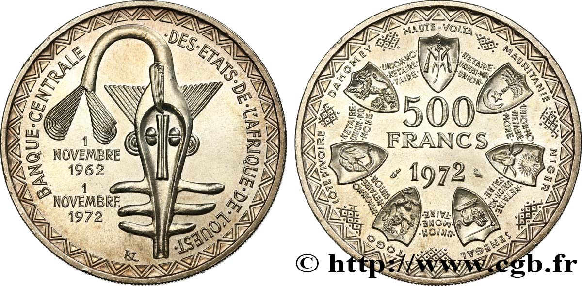 ÉTATS DE L AFRIQUE DE L OUEST (BCEAO) 500 Francs BCEAO 1972 Paris SPL 