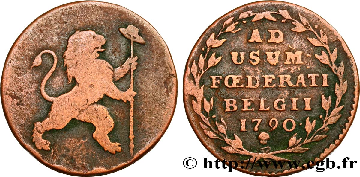 BELGIUM - UNITED BELGIAN STATES 2 Liards Insurrection de 1790 1790 Bruxelles VF 