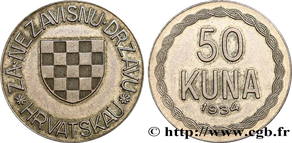 CROATIE 50 Kuna 1934 Munich TTB+ 