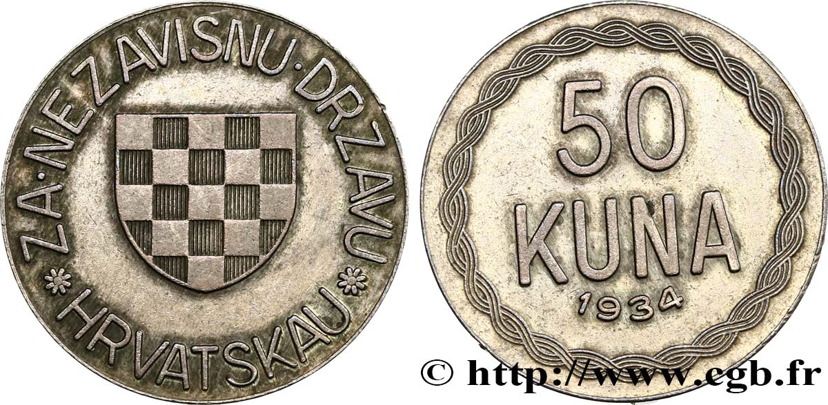 KROATIEN 50 Kuna 1934 Munich fVZ 