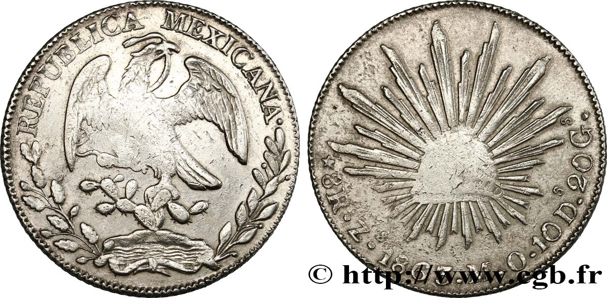MEXICO 8 Reales 1863 Zacatecas VF 