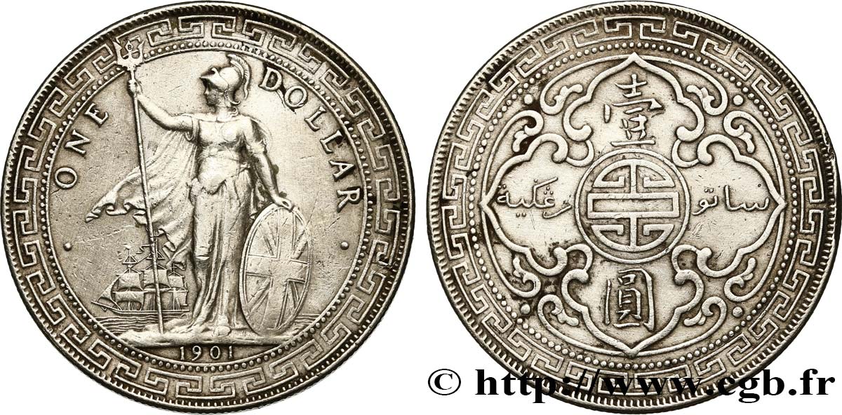 REINO UNIDO 1 Dollar Britannia 1901 Bombay BC+ 