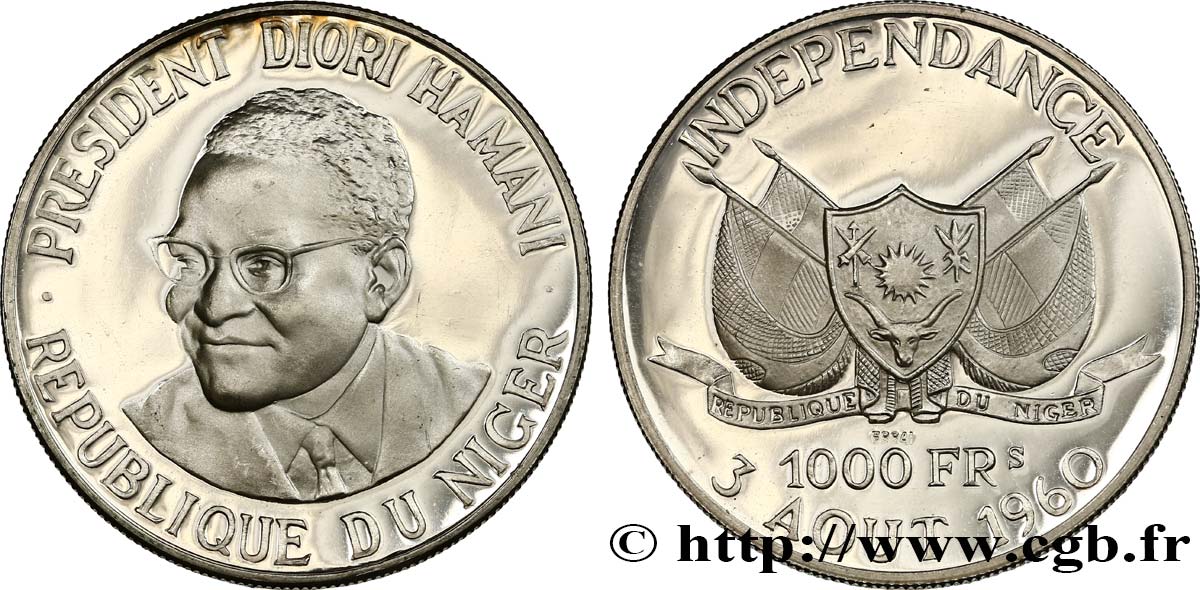 NIGER - RÉPUBLIQUE - HAMANI DIORI Essai de 1000 Francs 1960 Paris SPL 