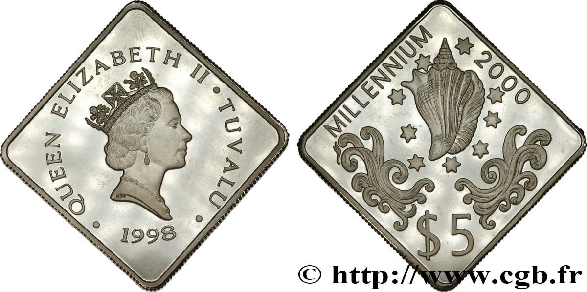 TUVALU 5 Dollars Proof Millennium 1998  MS 