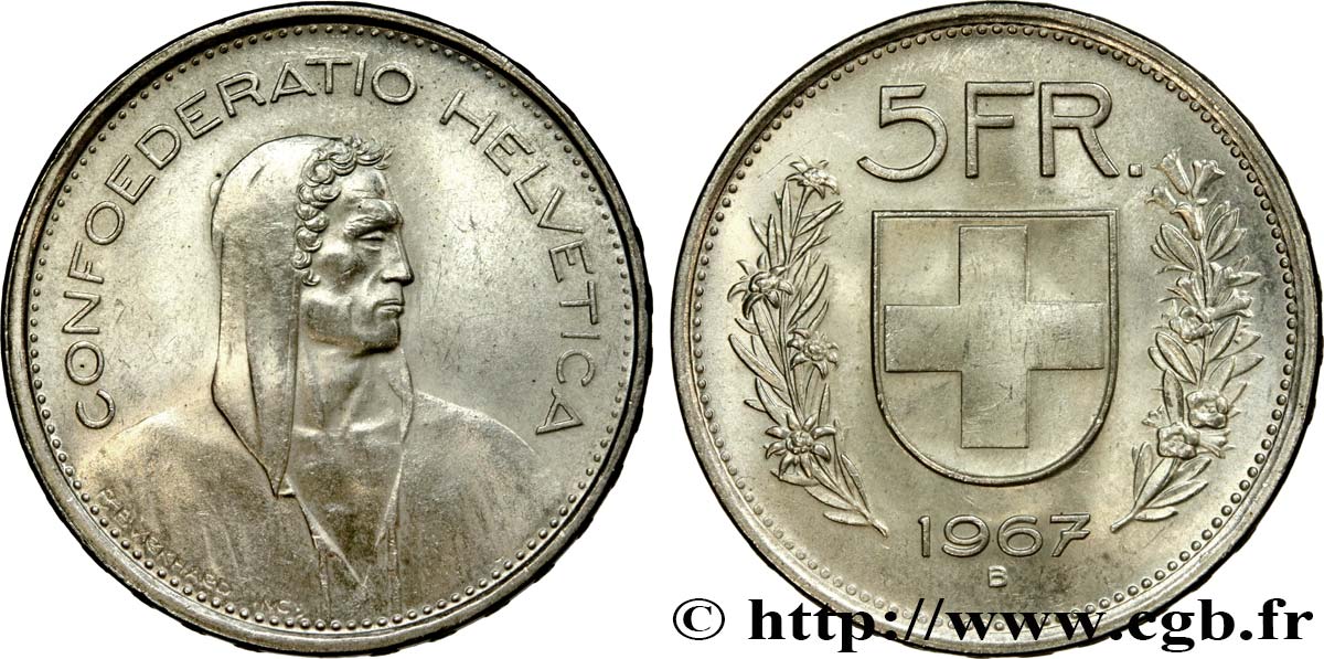 SUIZA 5 Francs 1967 Berne EBC 