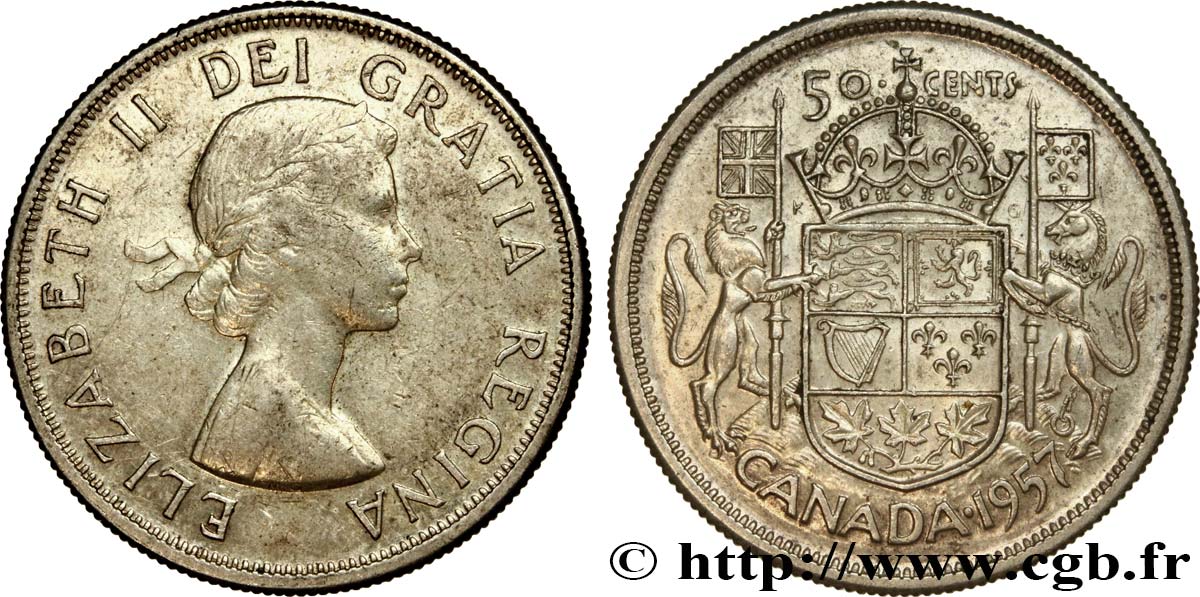 CANADA 50 Cents Elisabeth II 1957  TTB/SUP 