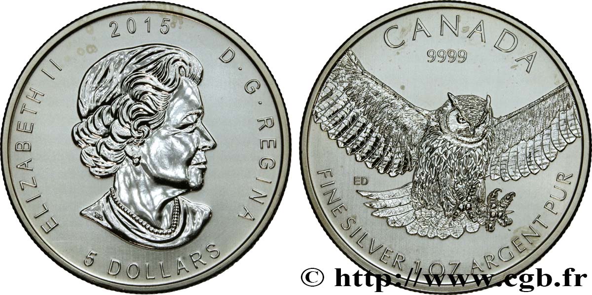 KANADA 5 Dollars (1 once) Proof Rapace 2015  fST 