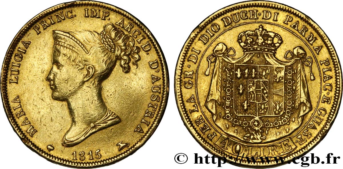 ITALIA - PARMA E PIACENZA 40 Lire Marie-Louise 1815 Milan BB/q.SPL 