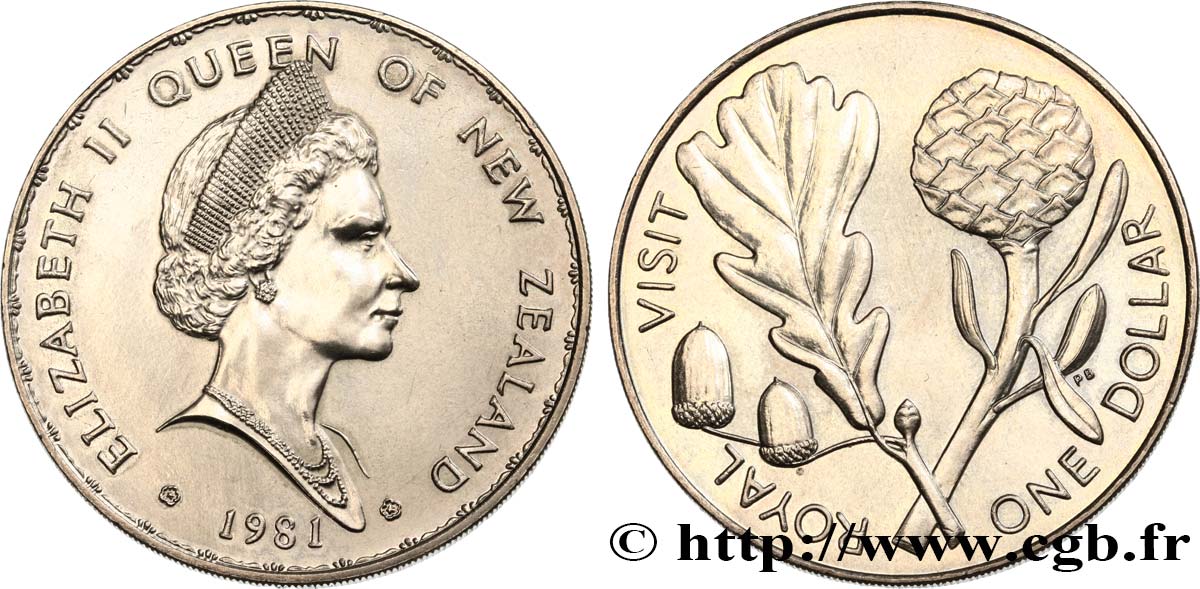 NUEVA ZELANDA
 1 Dollar visite royale d’Elisabeth II 1981 Royal British Mint SC 