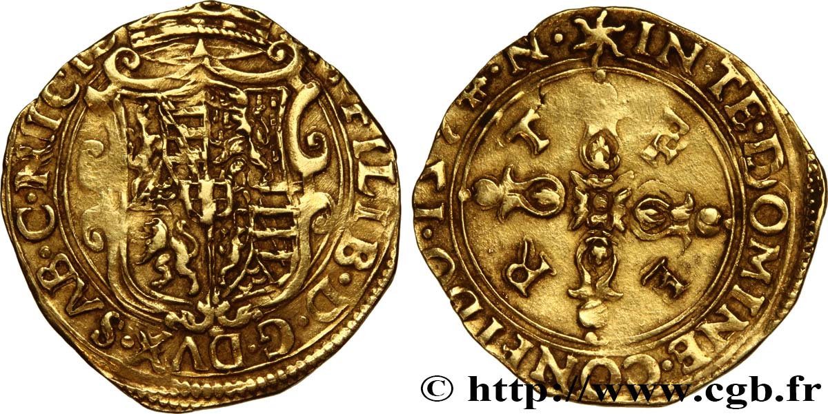 ITALIE - SAVOIE - DUCHÉ DE SAVOIE - EMMANUEL-PHILIBERT Scudo d’or del sole 1574 Nice TTB 