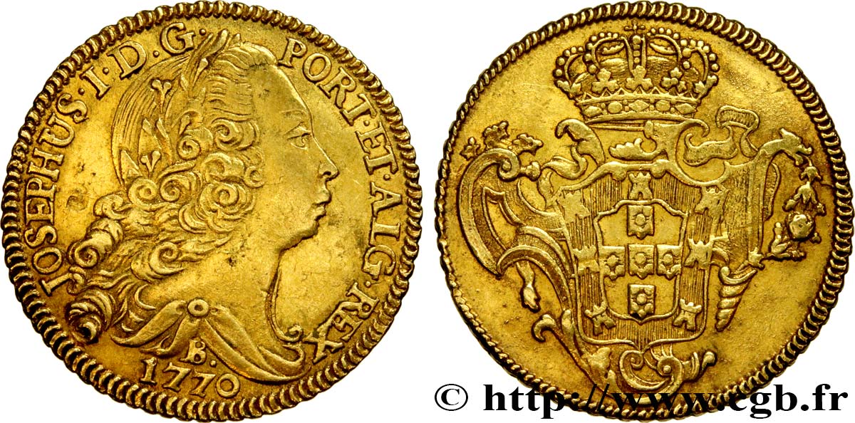 BRAZIL Peça de 6400 Reis Joseph Ier 1770 Bahia XF 