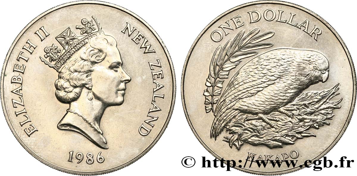 NEW ZEALAND 1 Dollar Kakapo (oiseau) 1986 fwo_484496 World coins