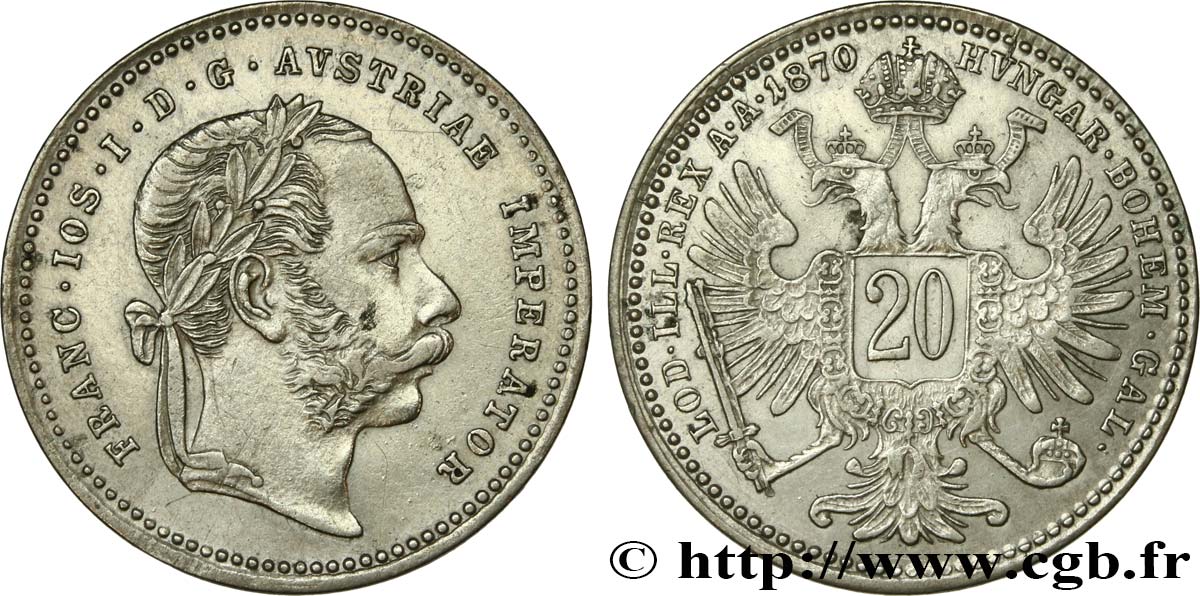 AUSTRIA 20 Kreuzer François-Joseph Ier 1870 Vienne q.SPL 