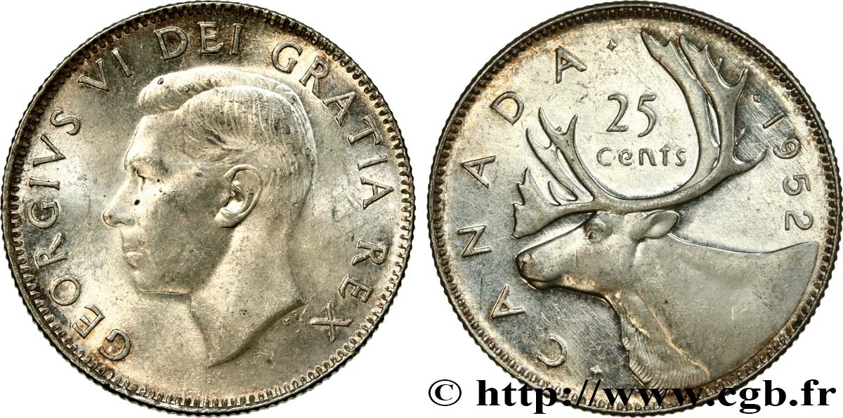 CANADA 25 Cents Georges VI 1952  MS 