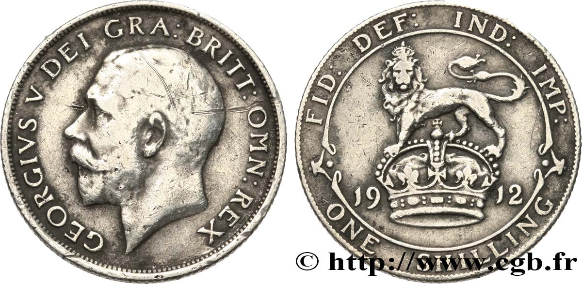 UNITED KINGDOM 1 Shilling Georges V 1912  VF 