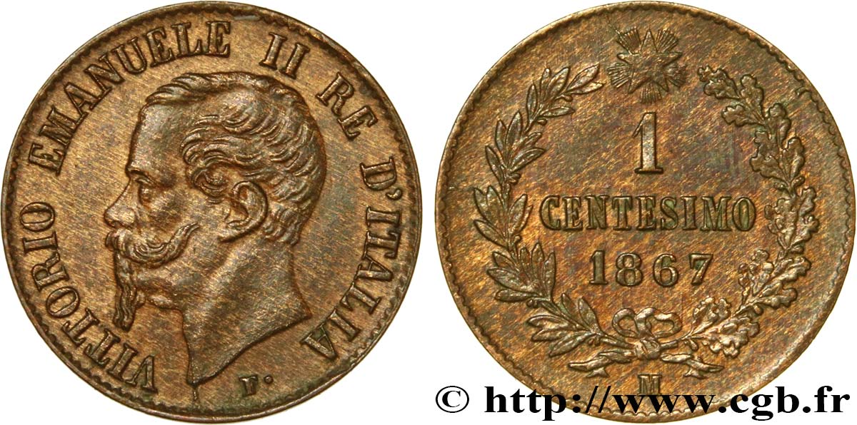 ITALIEN 1 Centesimo Victor Emmanuel II 1867 Milan fST 