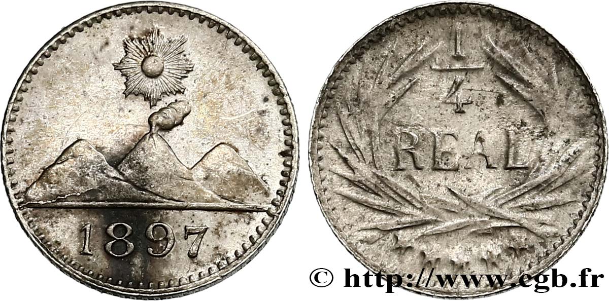 GUATEMALA 1/4 Real 1897  SUP 
