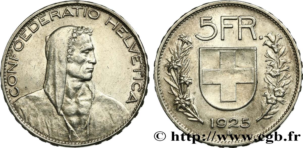 SUISSE 5 Francs berger 1925 Berne SUP 