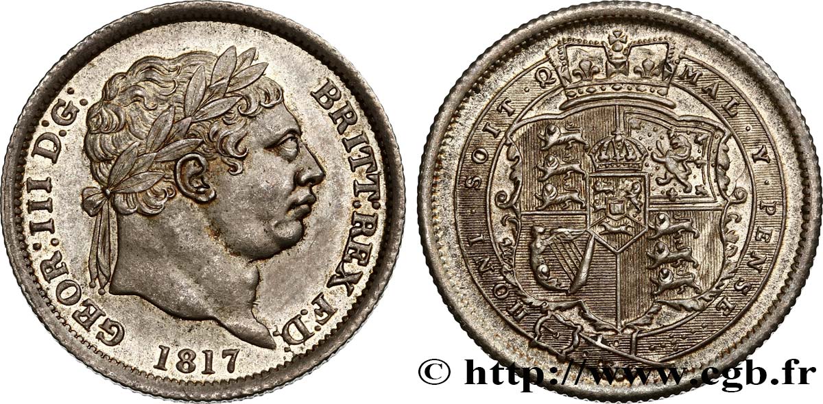 GRANDE-BRETAGNE - GEORGES III 1 Shilling 1817  SPL 