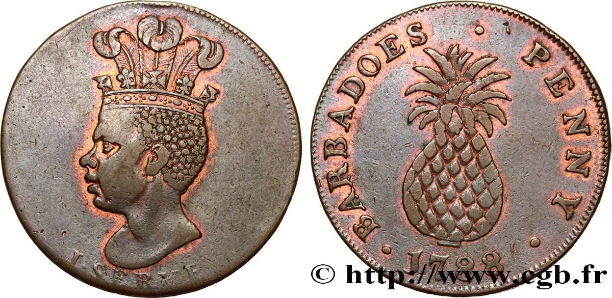 BARBADOS 1 Penny 1788  XF 