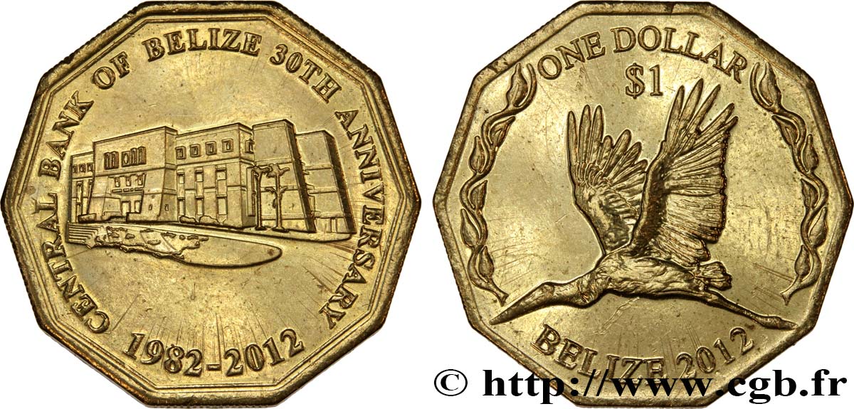 BELIZE 1 Dollar 30e anniversaire de la Banque centrale de Belize 2012  SPL 