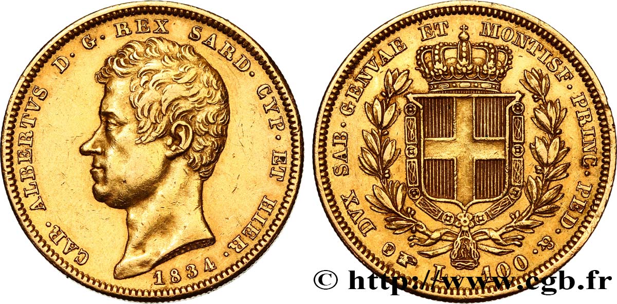ITALIA - REGNO DE SARDINIA 100 Lire Charles-Albert 1834 Turin BB/q.SPL 