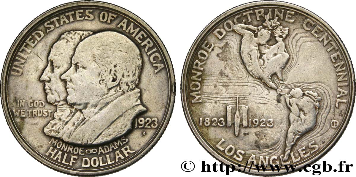 ESTADOS UNIDOS DE AMÉRICA 1/2 Dollar centenaire de la doctrine Monroe 1923 San Francisco MBC 