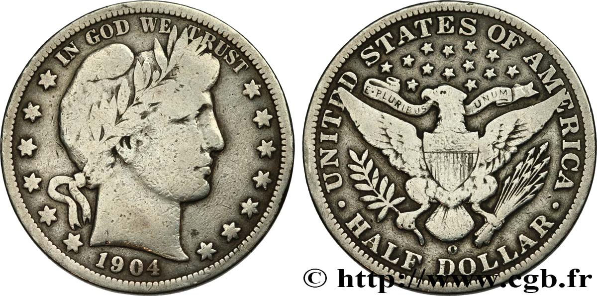 ÉTATS-UNIS D AMÉRIQUE 1/2 Dollar Barber 1904 Nouvelle-Orléans TB 
