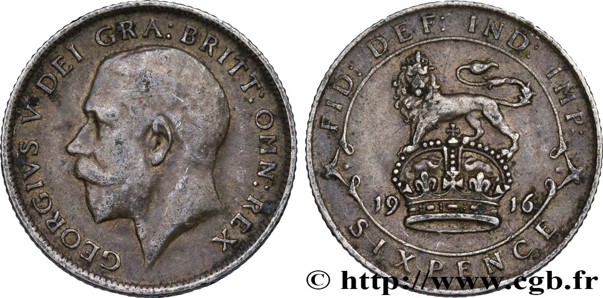REINO UNIDO 6 Pence Georges V 1916  BC+ 
