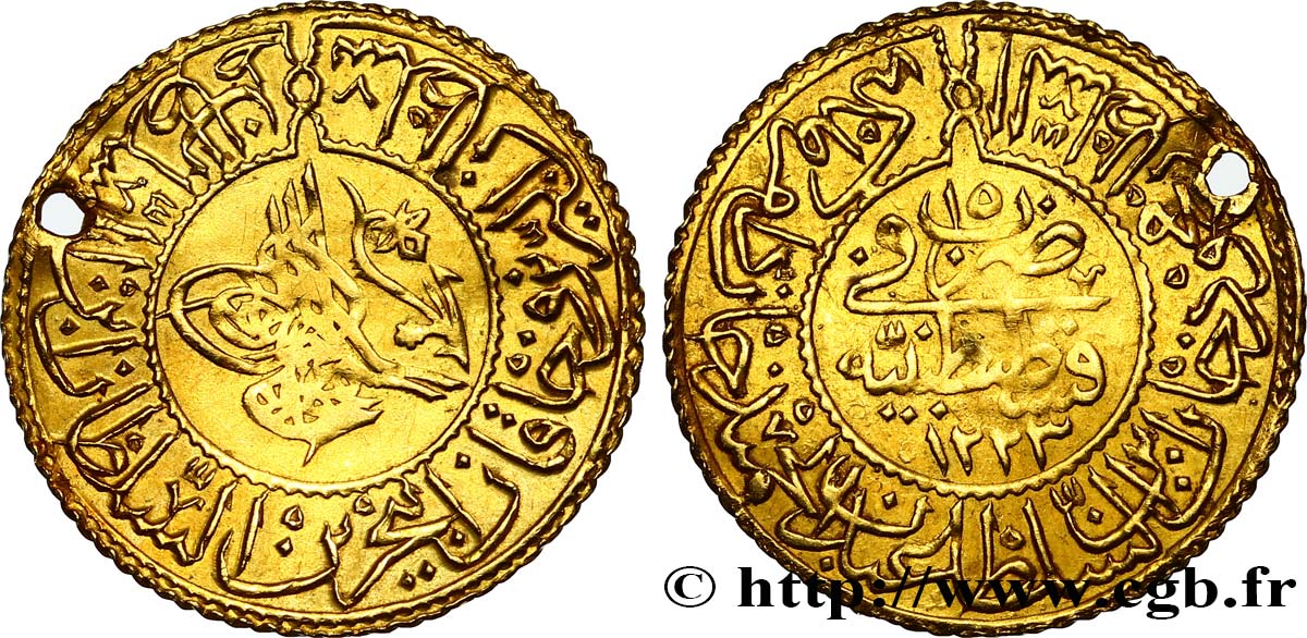 TURQUIE - SULTAN MAHMOUD II Rumi altin AH 1223/15 1821 Constantinople TTB+ 