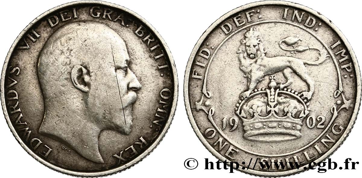 REINO UNIDO 1 Shilling Edouard VII 1902  BC+ 
